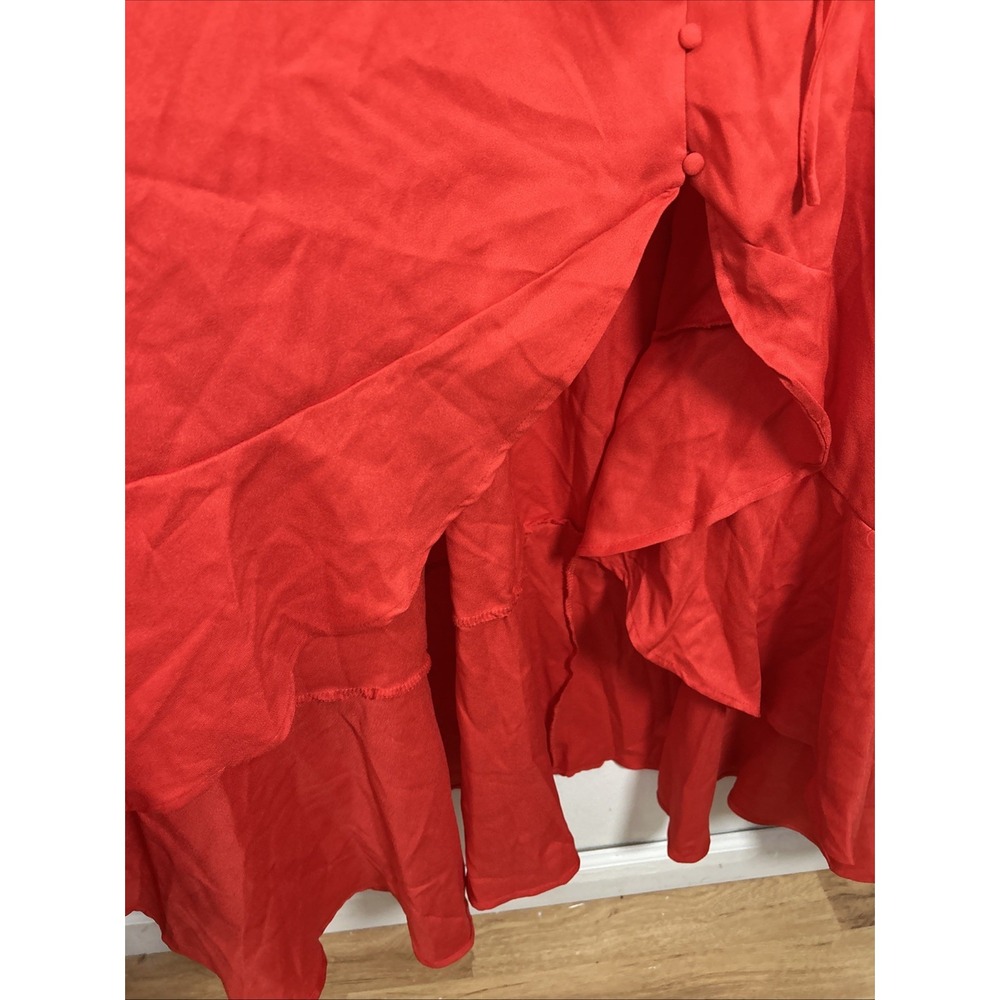 Boohoo Women 24 Maxi Dress Red Spaghetti Strap Plunge V Neck 6414 - Picture 6 of 8